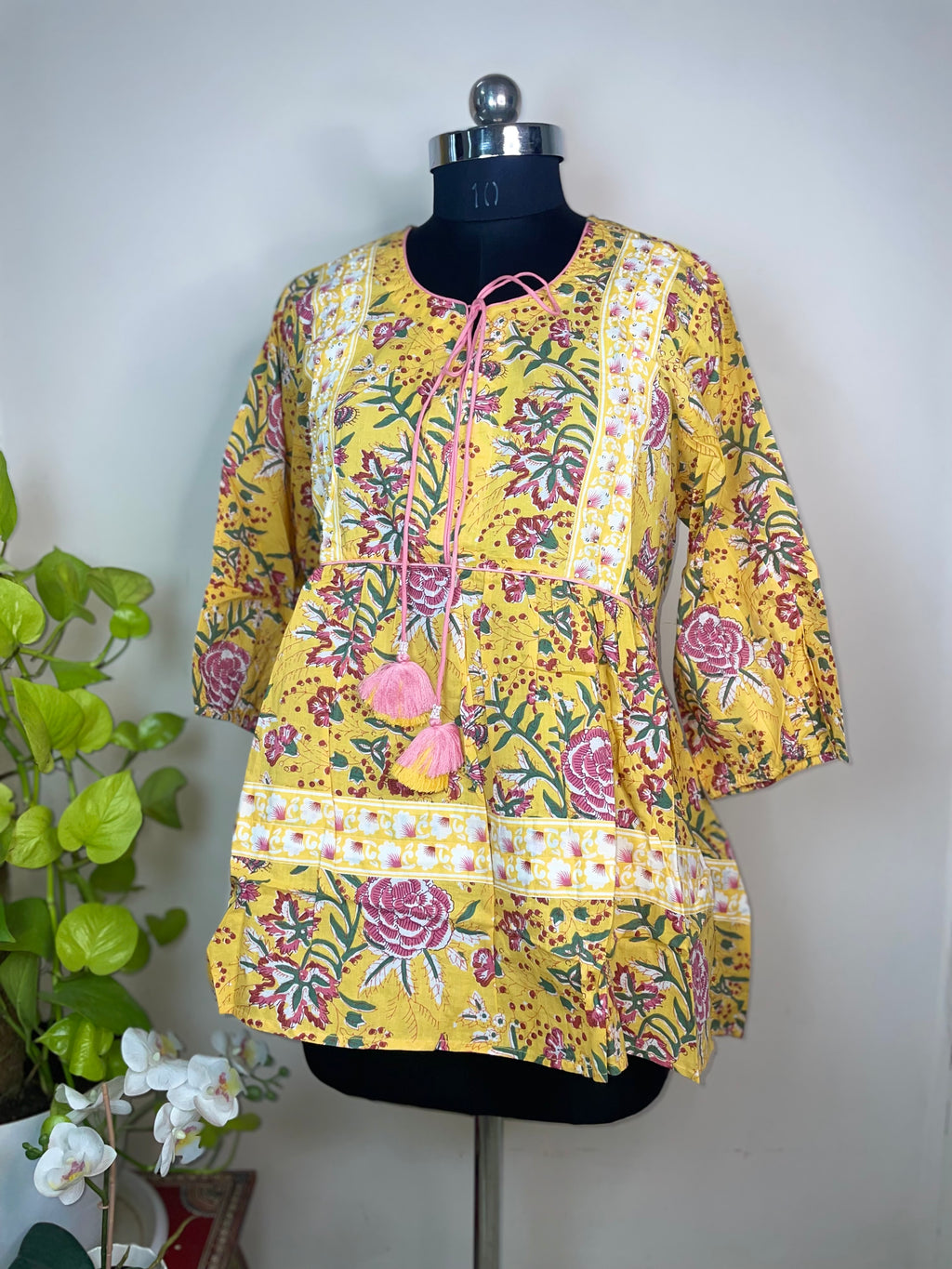 Yellow Bloom Top, Short Kurti