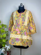 Yellow Bloom Top, Short Kurti
