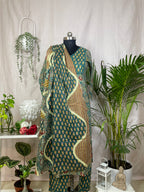 Navya Teal Green Cotton 3 Pcs Suit Set
