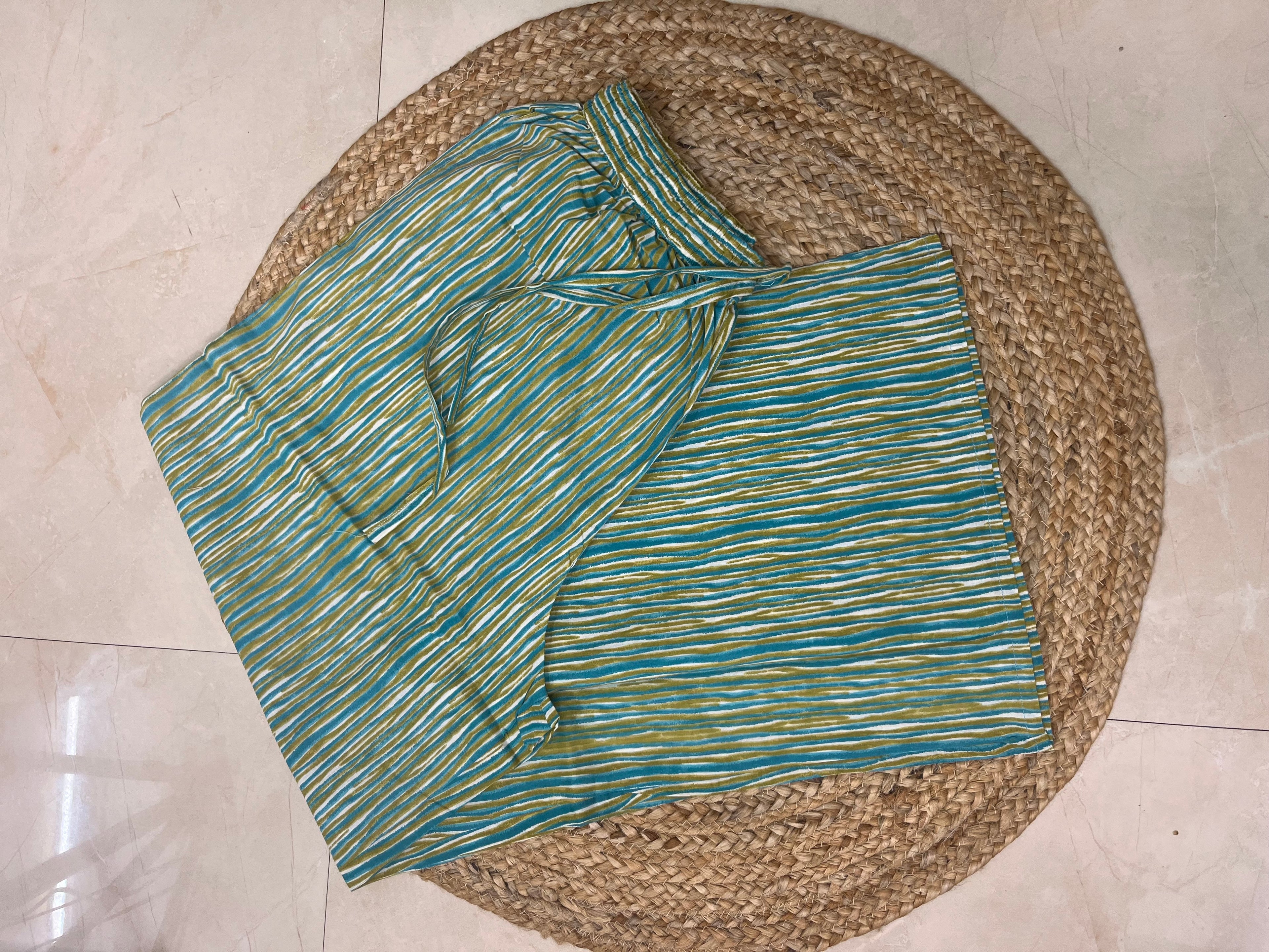Ishvi Ivory Aqua Cotton 3 Pcs Suit Set