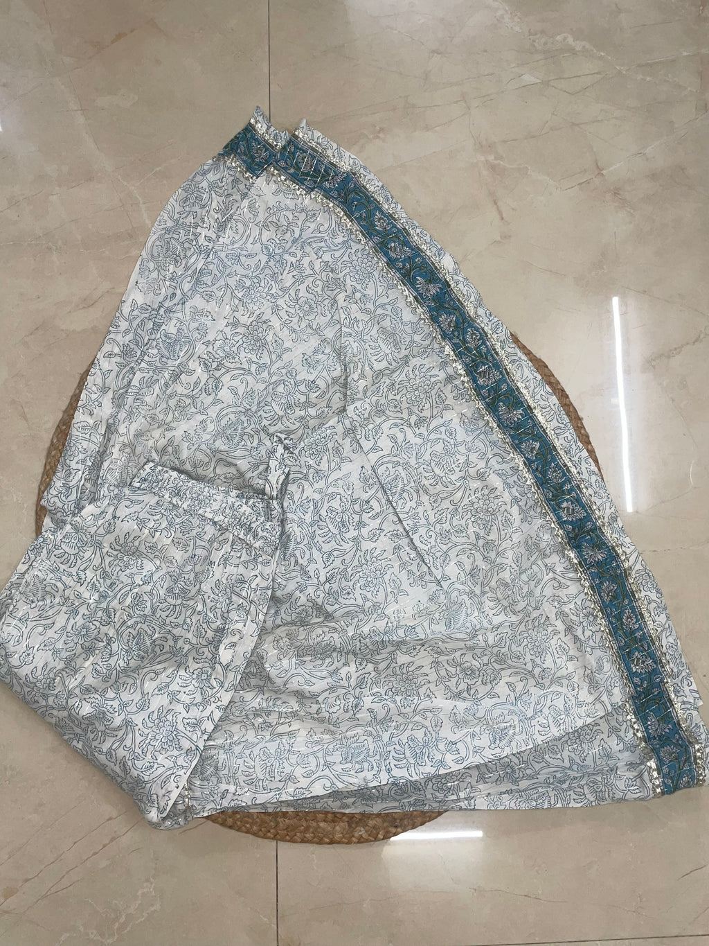Mira Ivory Blue Sharara 3 Pcs Suit Set