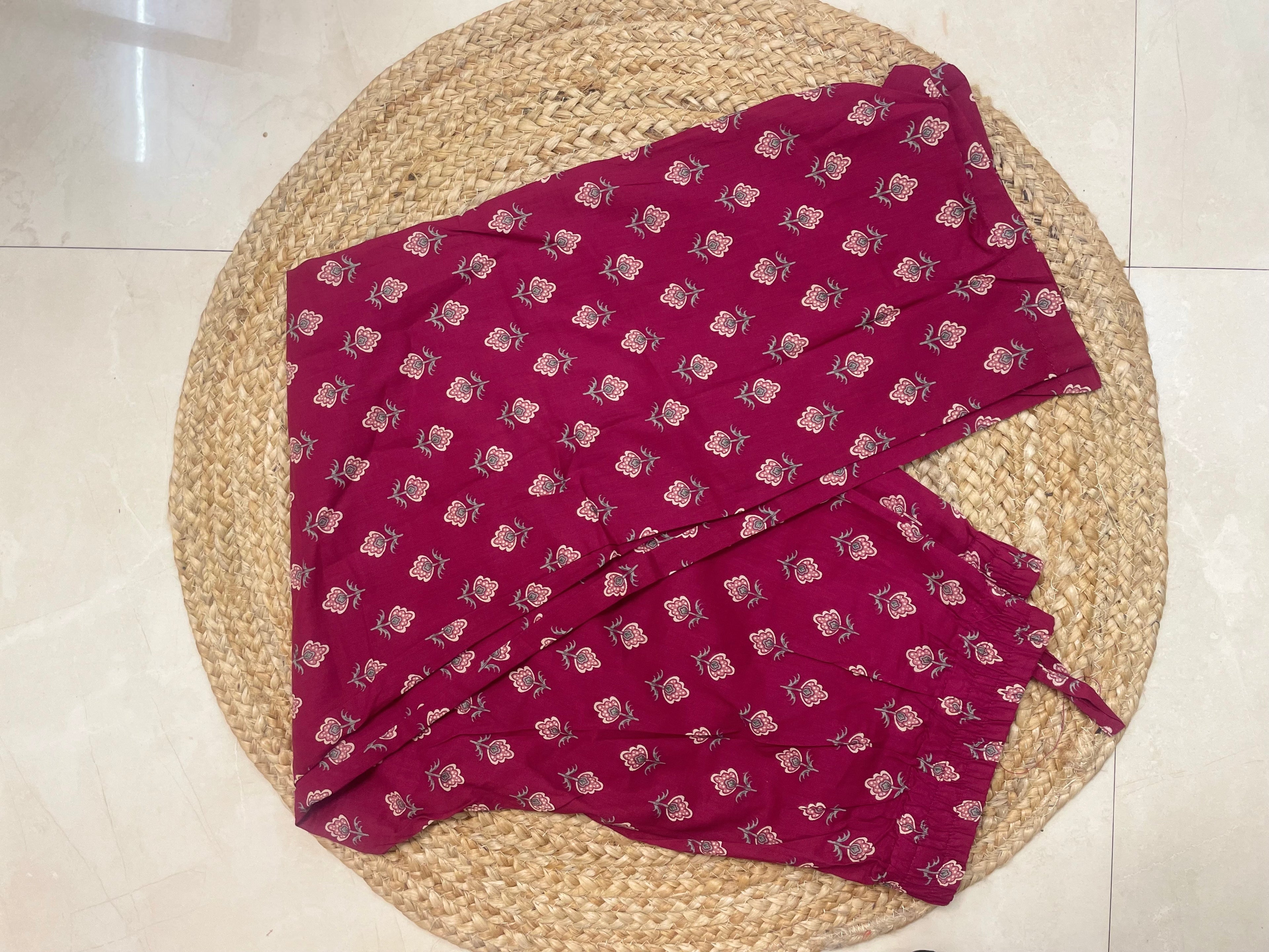 Charvi Maroon Bloom Cotton 3 Pcs Suit Set