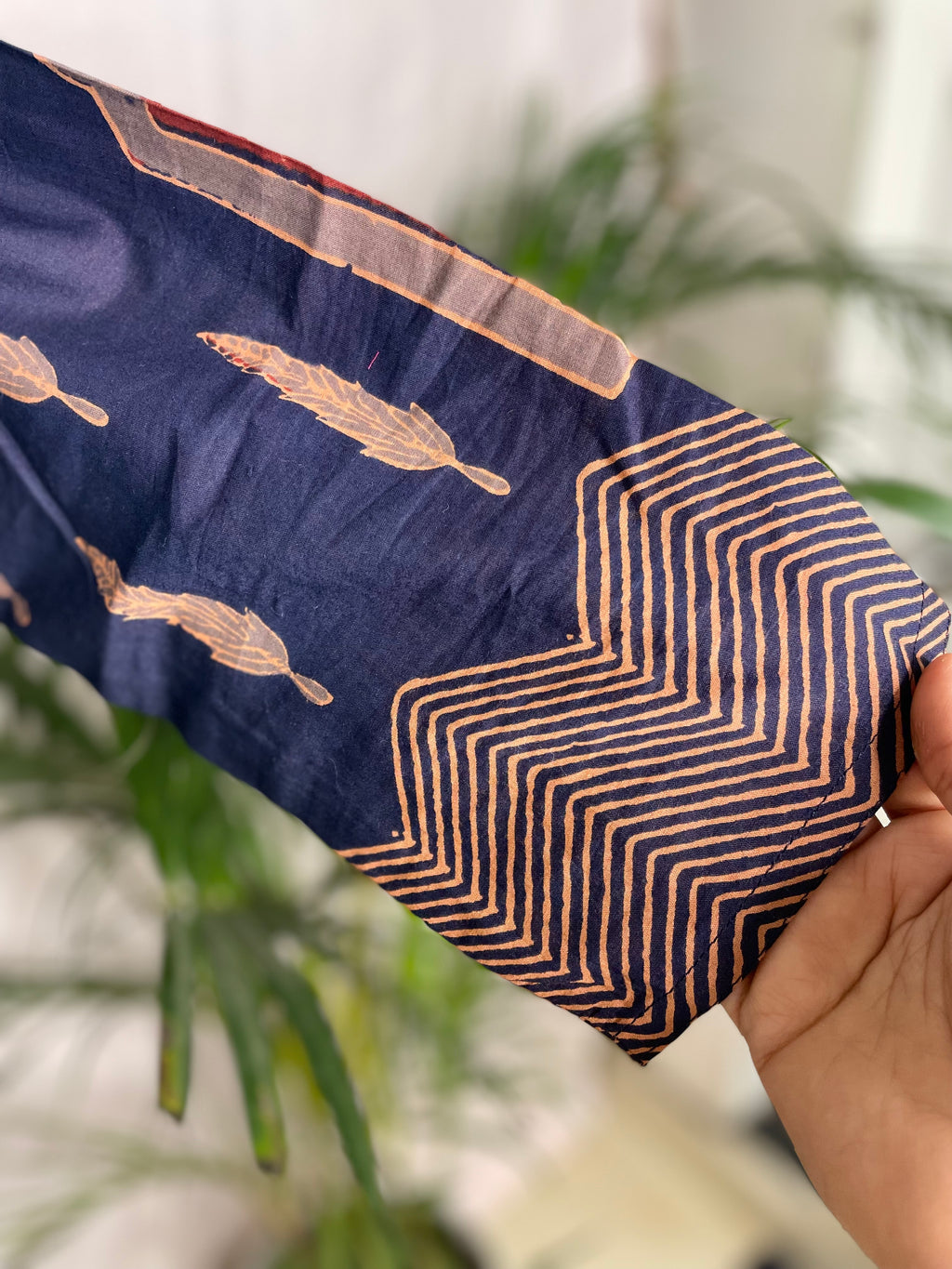 Nisha Navy Rust Cotton 3 Pcs Suit Set