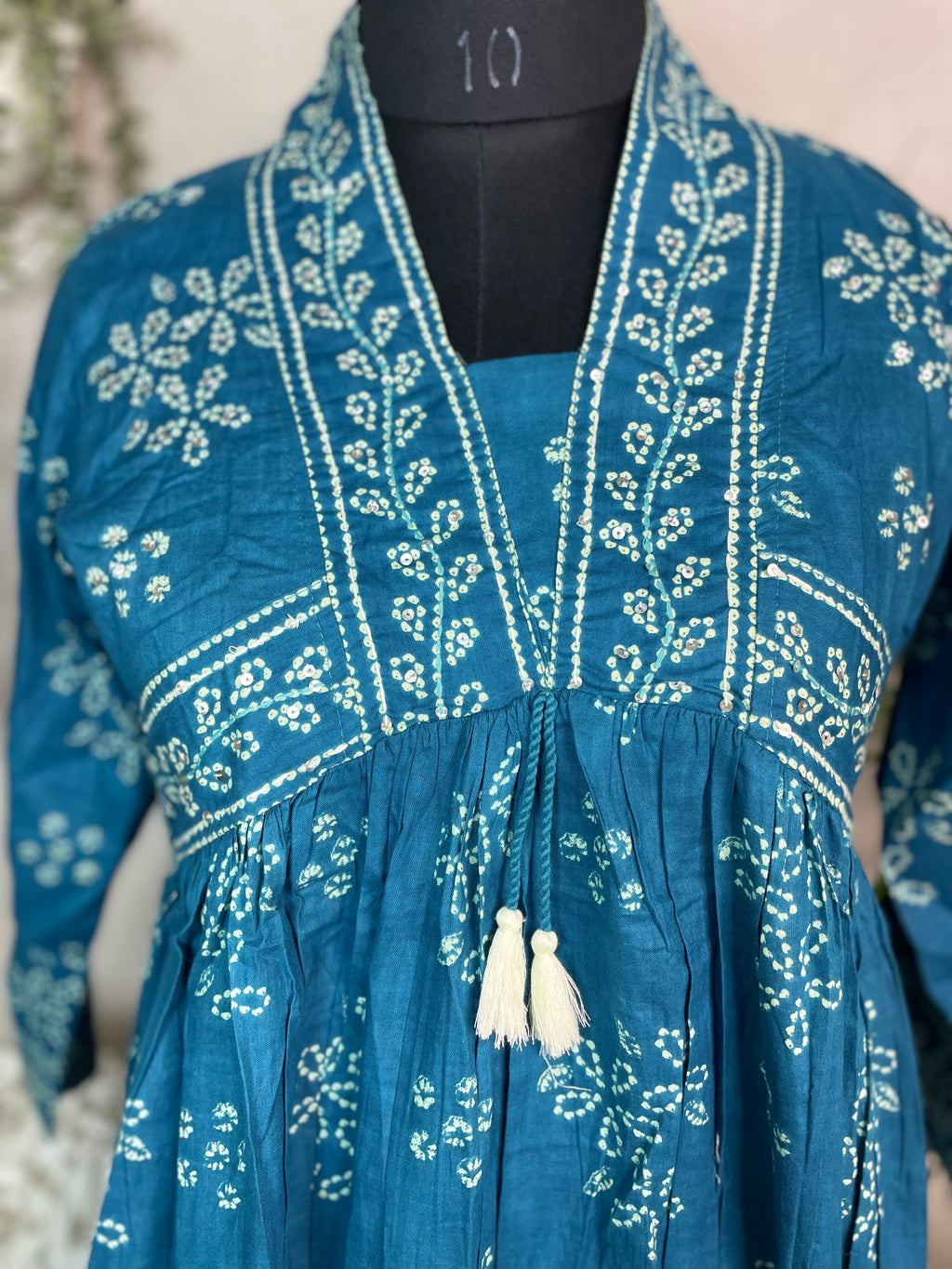 Krisha Teal Bandhani Print 3 Pcs Suit Set