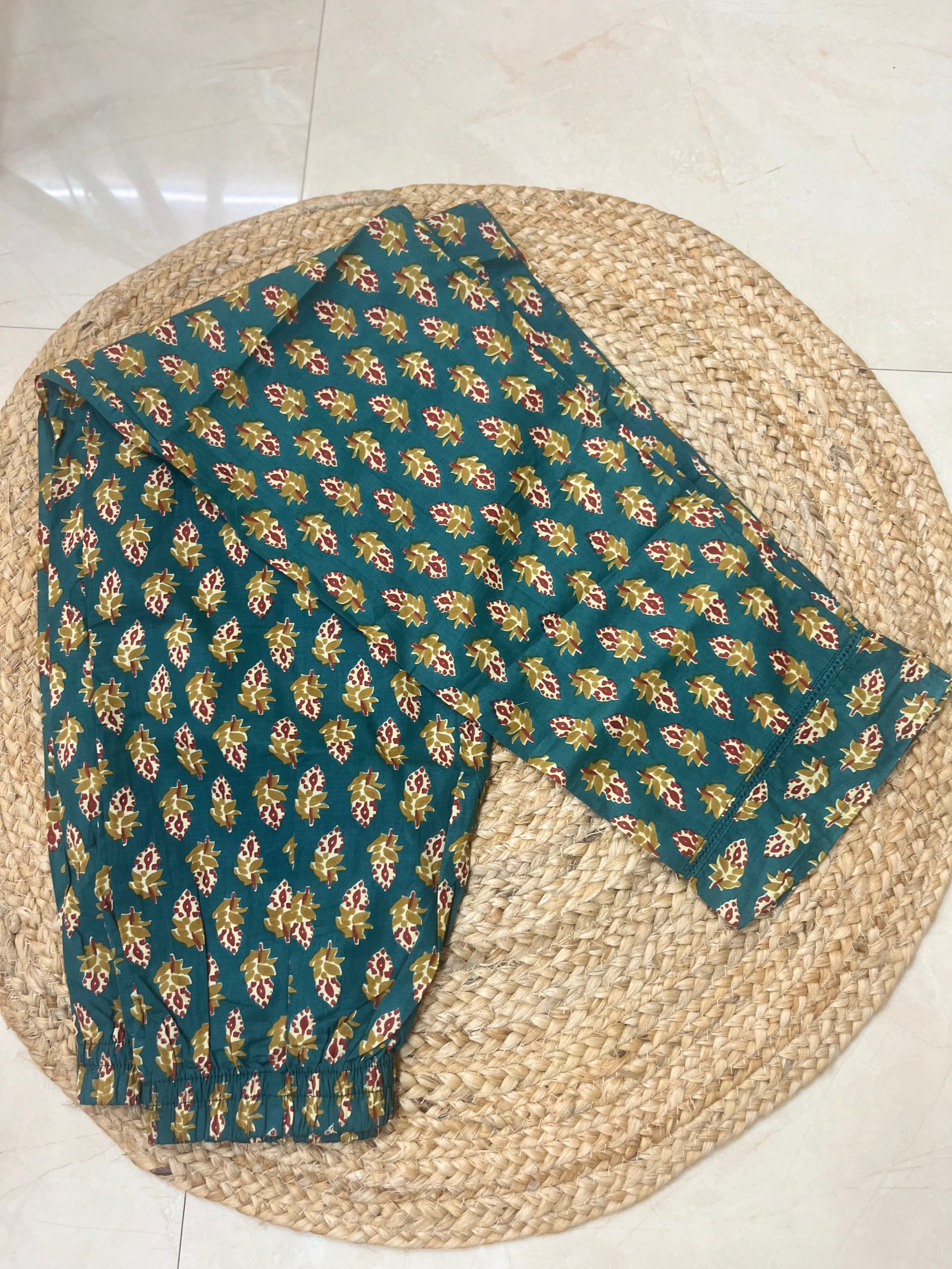 Navya Teal Green Cotton 3 Pcs Suit Set