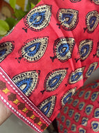 Coral Morpankh Hand Block Cotton Short Kurti