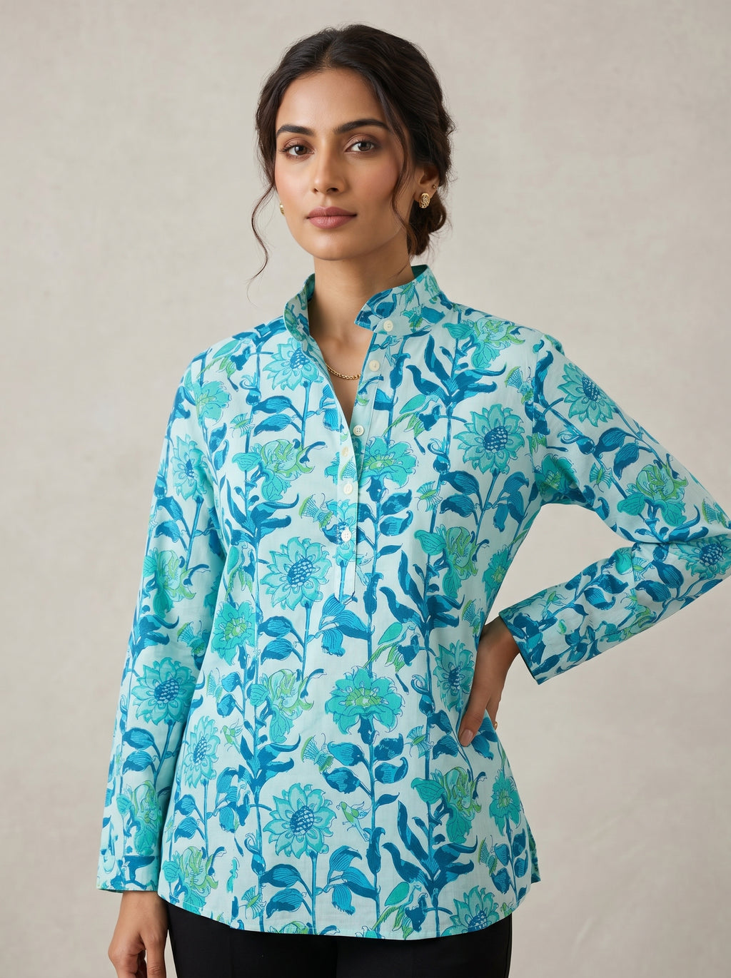 Aqua Bloom Shirt Kurti