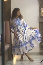 Blue Noor Hand Block Cotton Dress