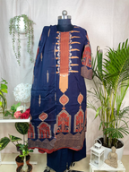 Nisha Navy Rust Cotton 3 Pcs Suit Set