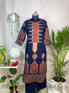 Nisha Navy Rust Cotton 3 Pcs Suit Set
