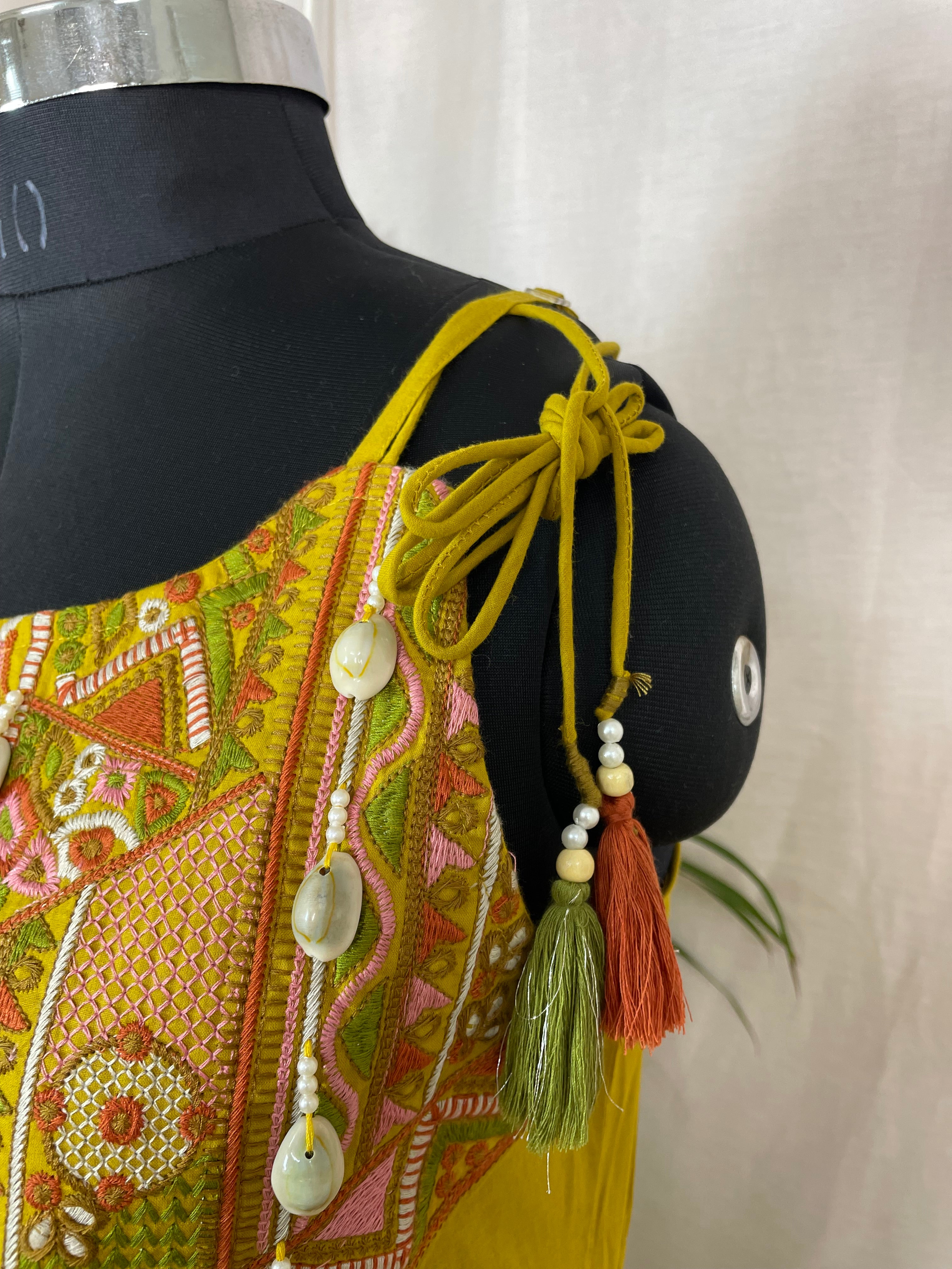 Hiral Mustard 3-Piece Spaghetti Dress Set