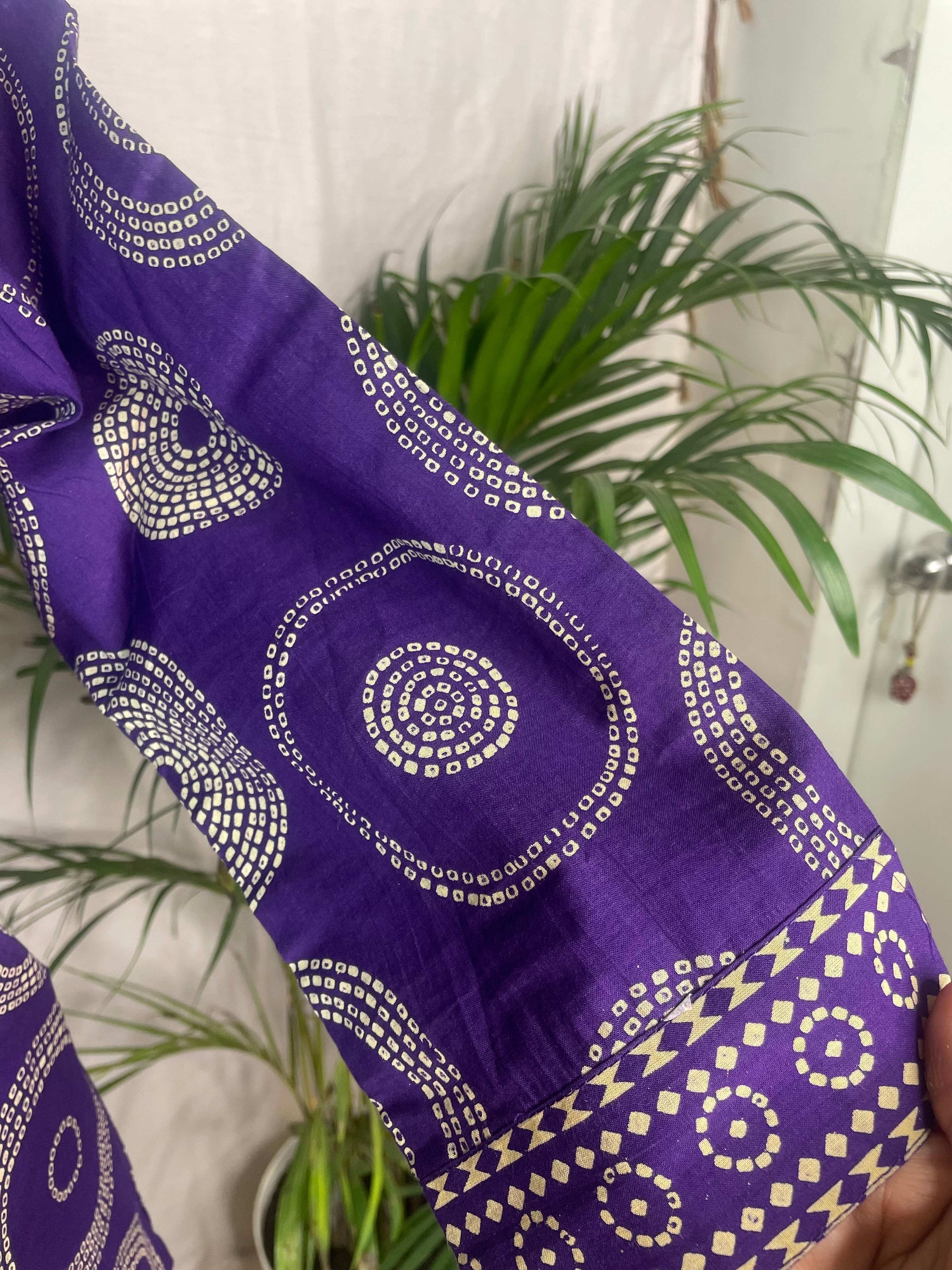 Jheel Purple Circle Cotton 3 Pcs Suit Set