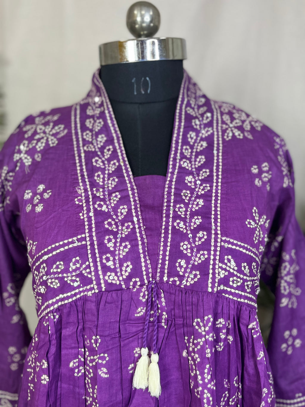 Saachi Purple Bandhani Cotton 3 Pcs Suit Set