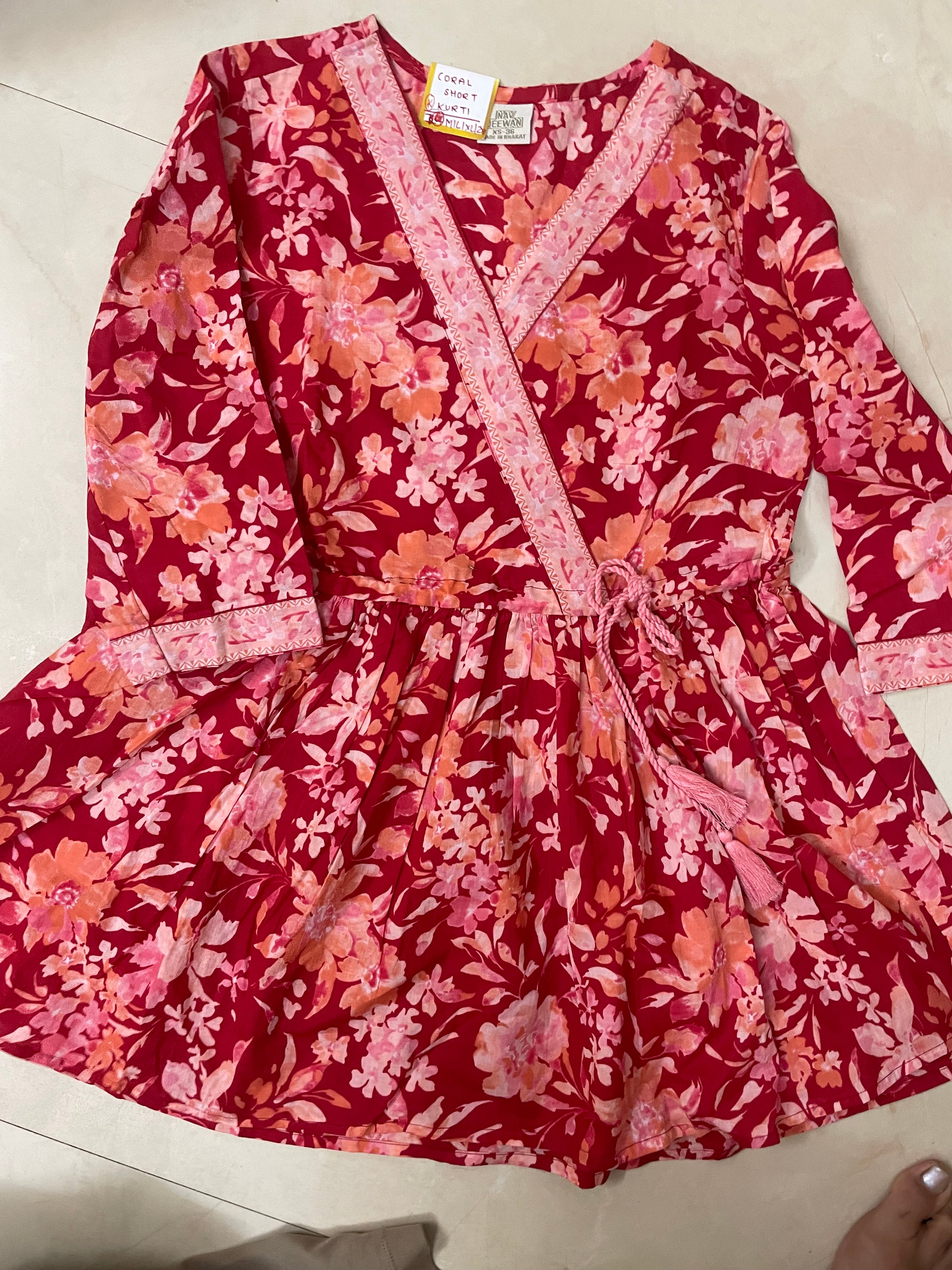 Coral Bloom Short Kurti