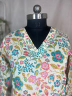 Ishvi Ivory Aqua Cotton 3 Pcs Suit Set