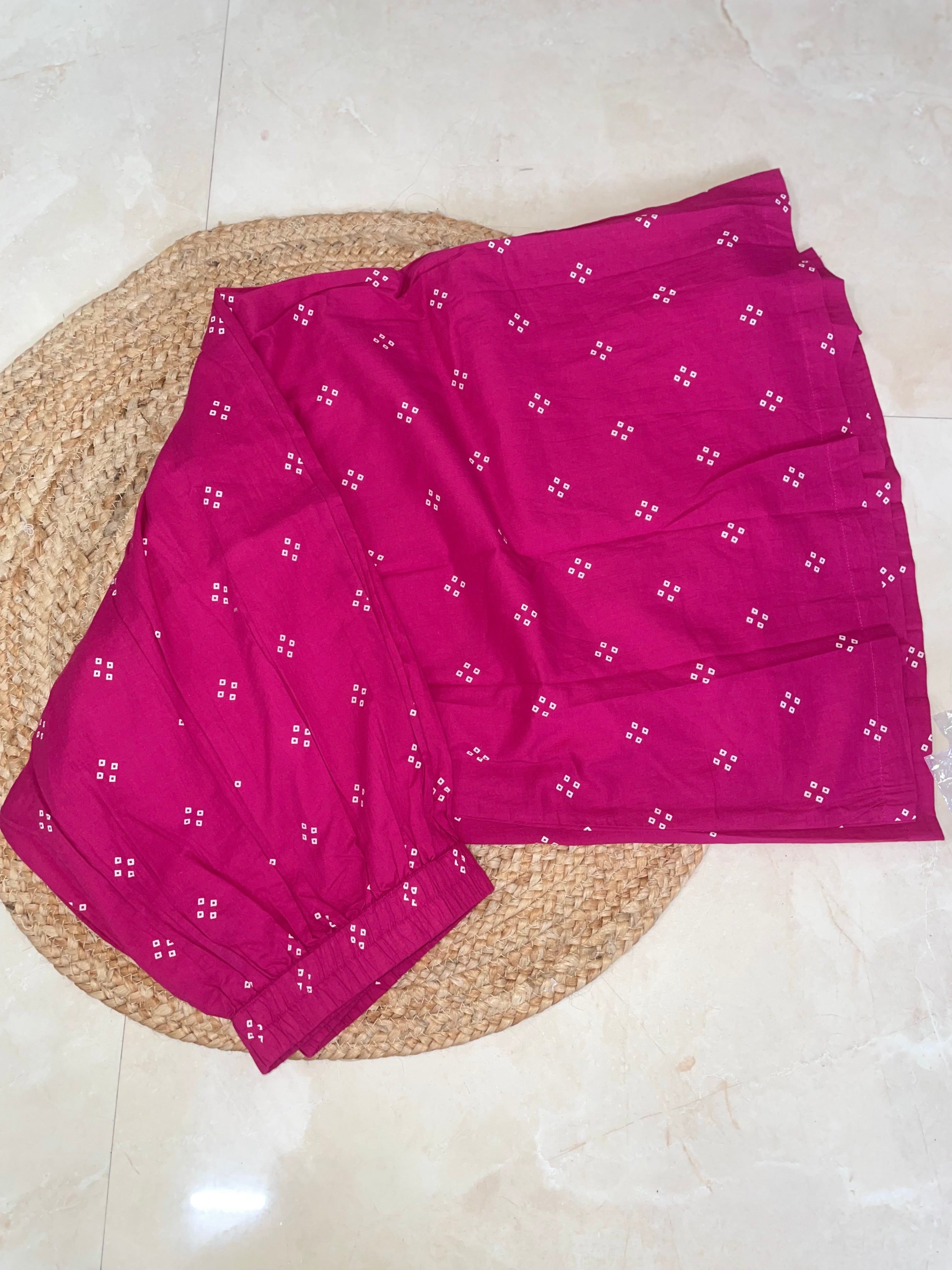 Rani Pink Hand Block Cotton Skirt Set
