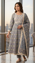 Vihana Indigo Ikat 3 Pcs Suit Set