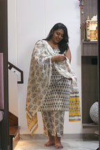 Radhvi Ivory Yellow 3-Piece Crop-Salwar Set