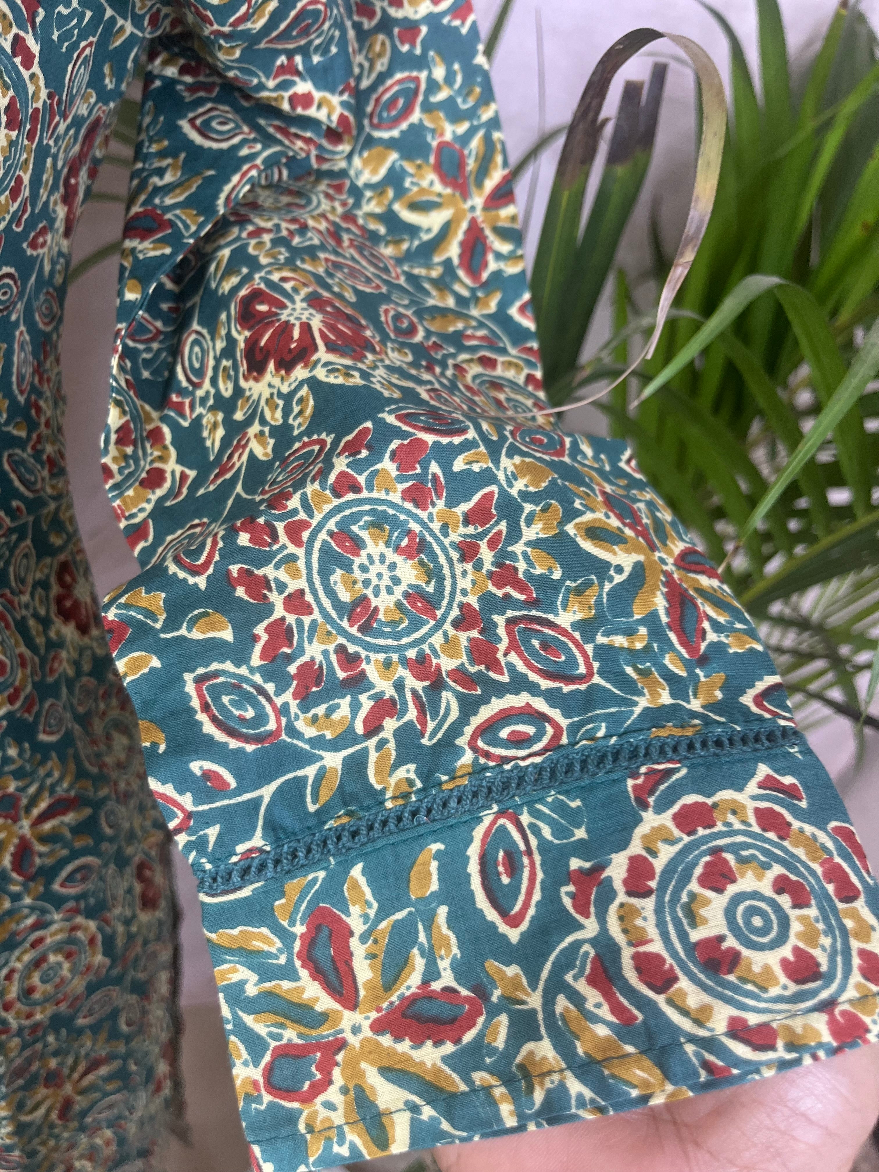 Navya Teal Green Cotton 3 Pcs Suit Set