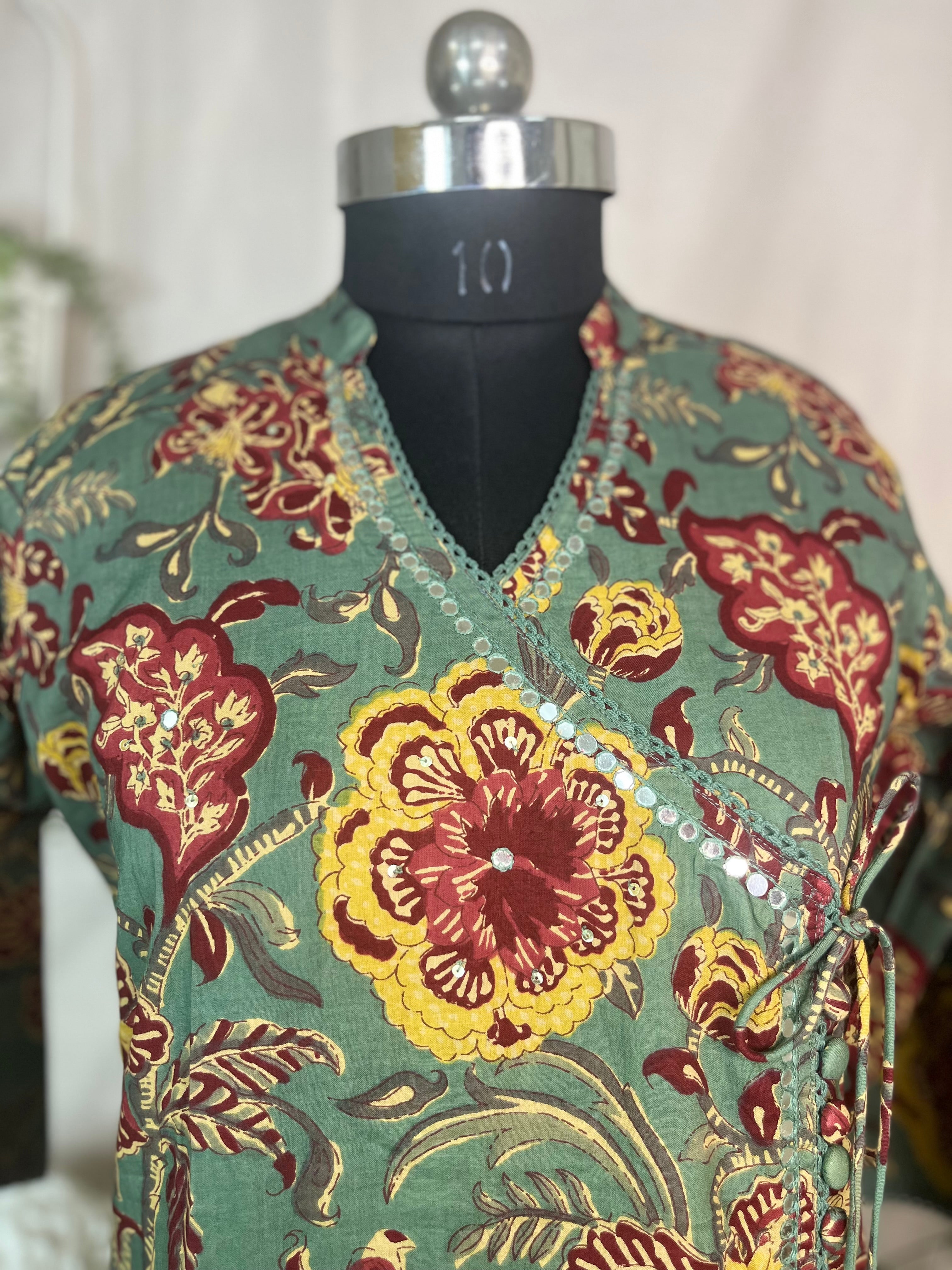 Vrinda Sage Green Cotton 3 Pcs Suit Set