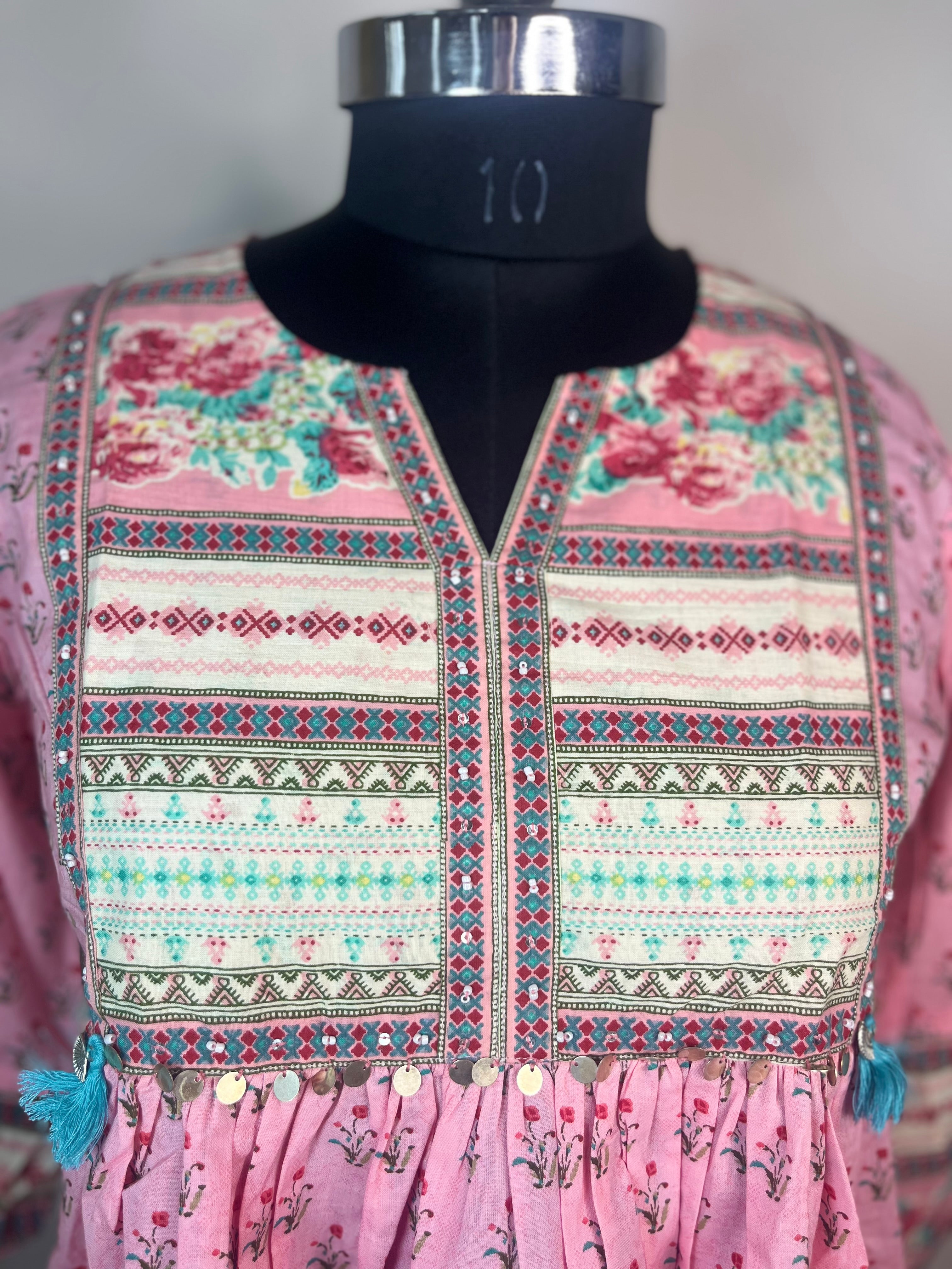 Blush Pink Garden Short Kurti