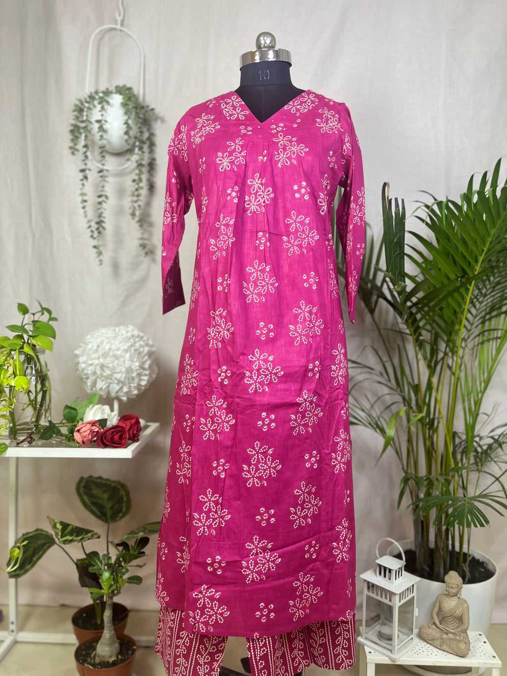 Mishri Rani Pink Cotton 3 Pcs Suit Set