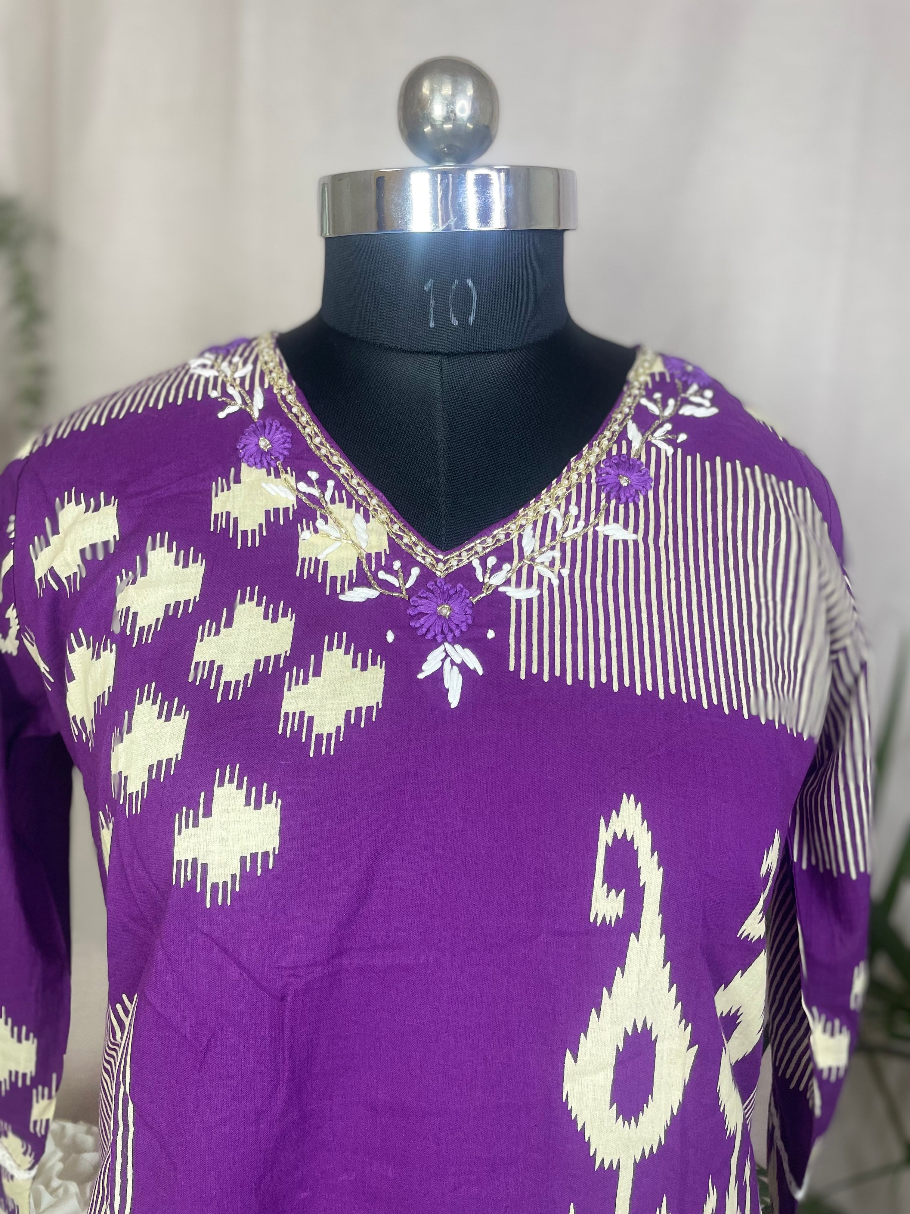 Riva Purple Cotton Suit Set
