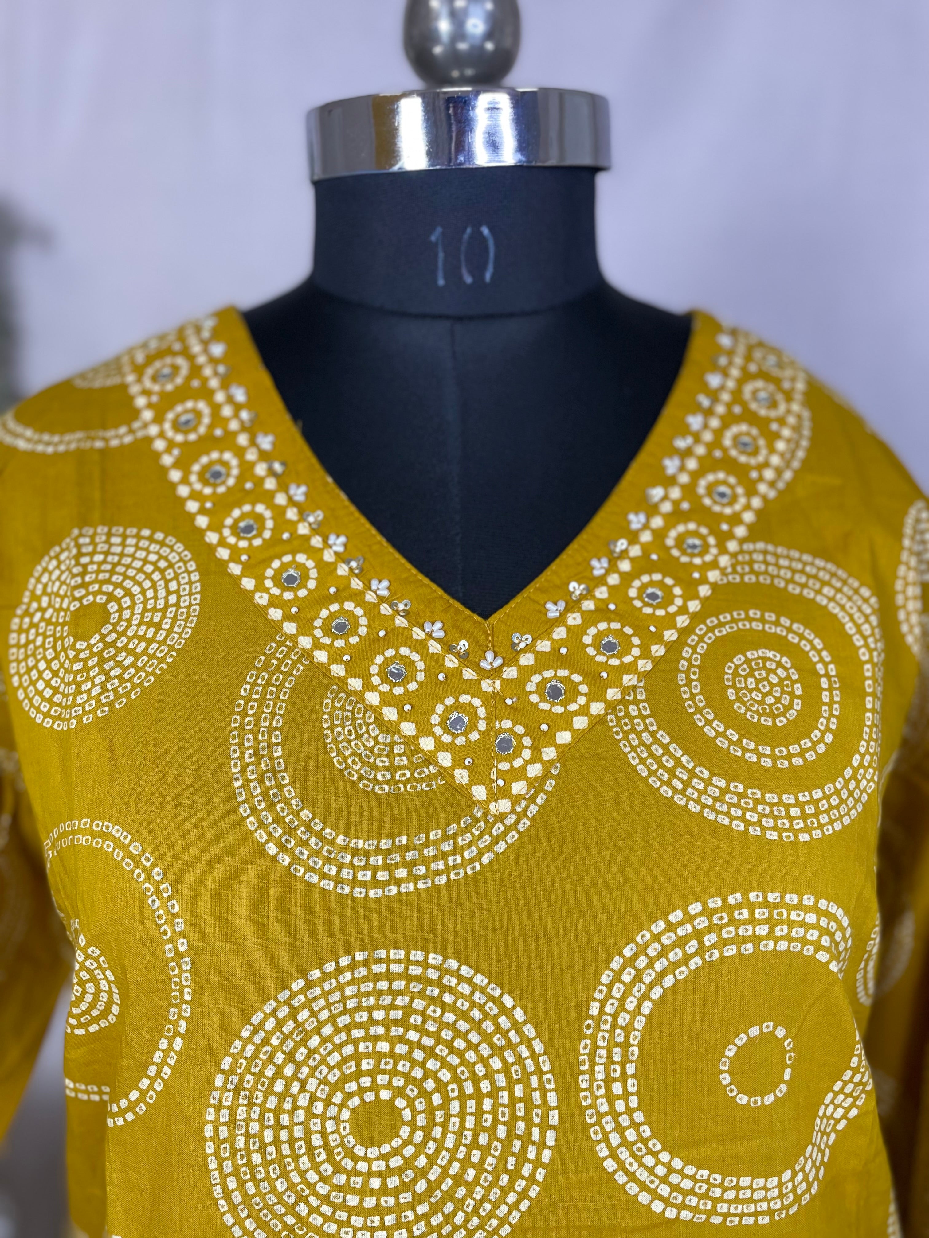 Mahi Mustard Circle Cotton 3 Pcs Suit Set