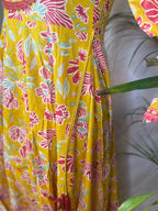 Mustard Bloom Cotton Anarkali 3 Piece Suit Dress