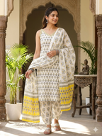 Radhvi Ivory Yellow 3-Piece Crop-Salwar Set