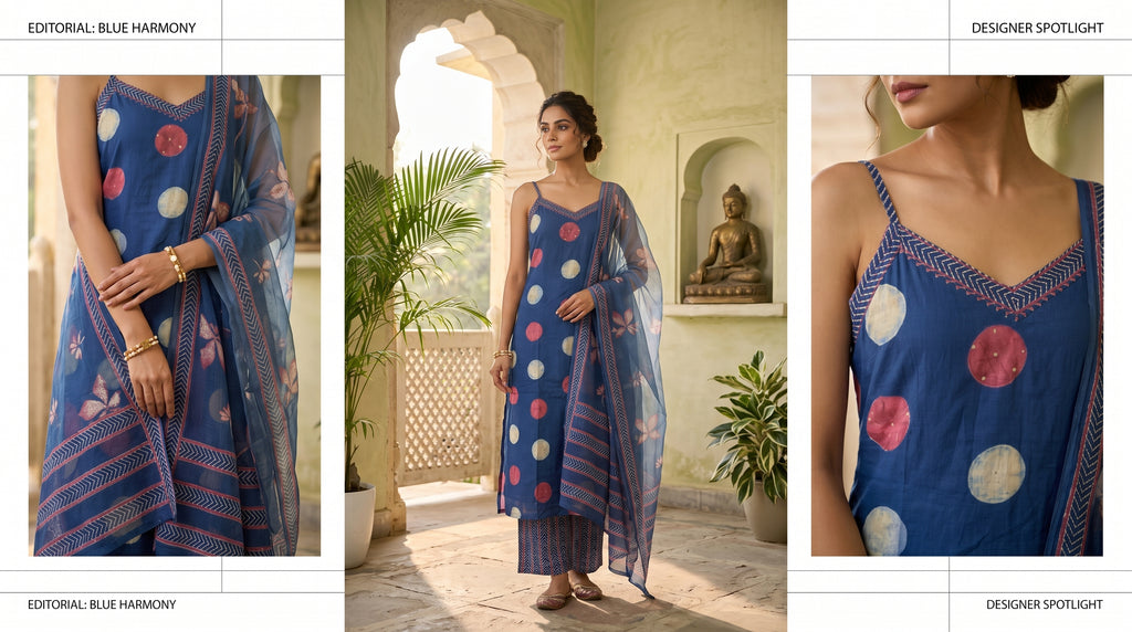 Devanshi Indigo 3-Piece Spaghetti Set
