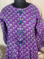 Urvi Purple Teal Cotton 3 Pcs Suit Set