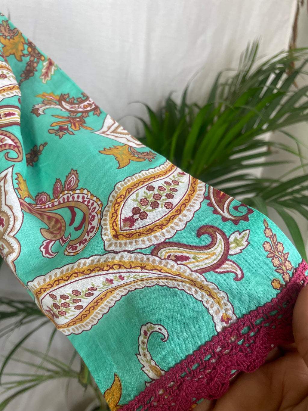 Aarvi Aqua Paisley Cotton 3 Pcs Suit Set