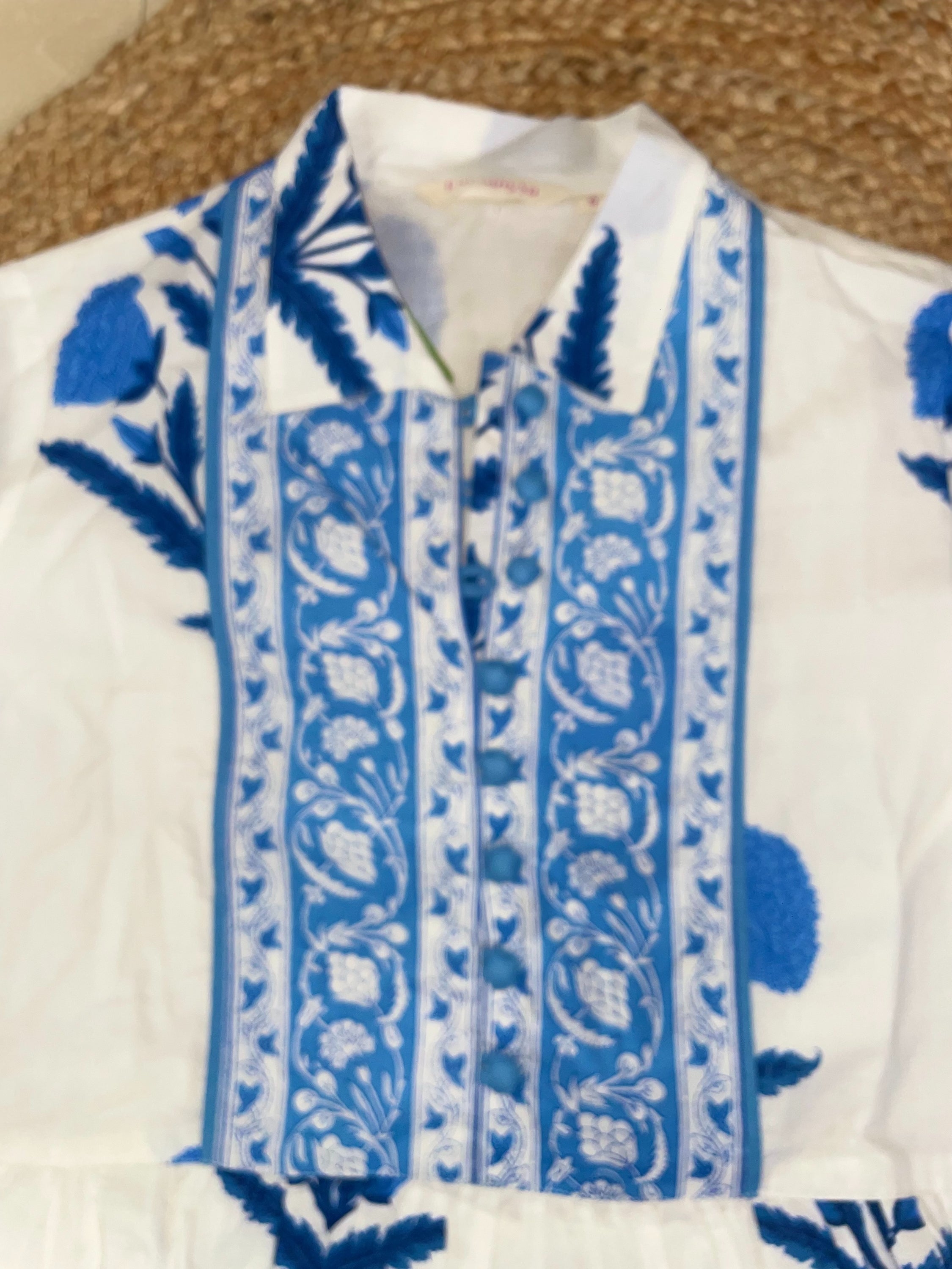 Blue Noor Hand Block Cotton Dress