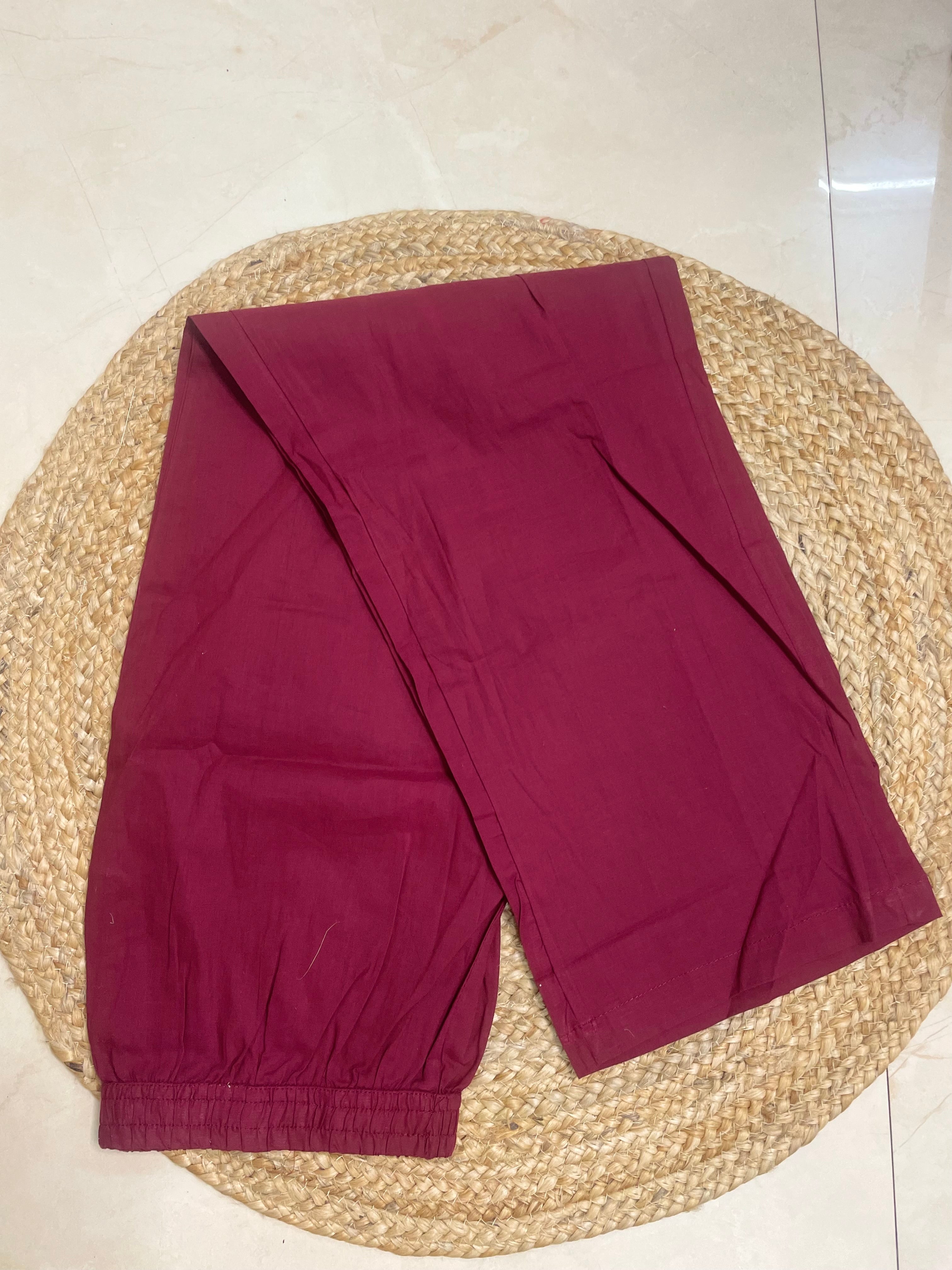 Nirali Maroon Beige 3 Pcs Cotton Suit Set