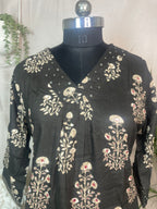 Hetvi Charcoal Bloom Cotton 3 Pcs Suit Set