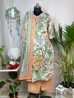 Maitri Peach Garden Cotton 3 Pcs Suit Set