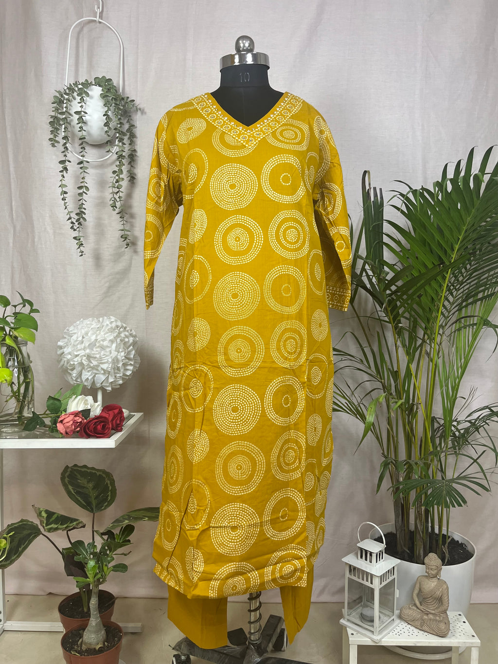Mahi Mustard Circle Cotton 3 Pcs Suit Set