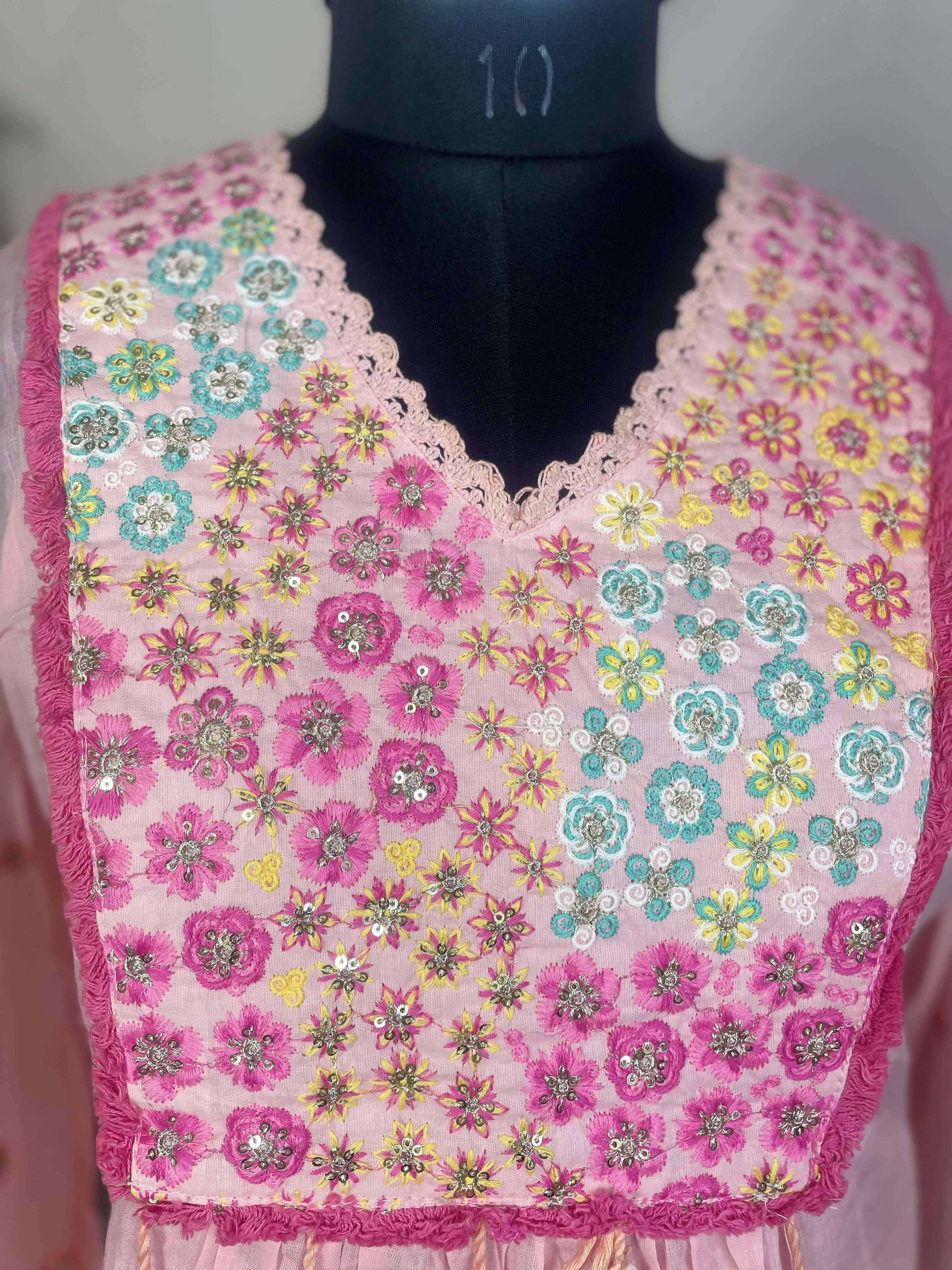 Aavya Blush Pink Mal Mal Cotton 3 Pcs Suit Set