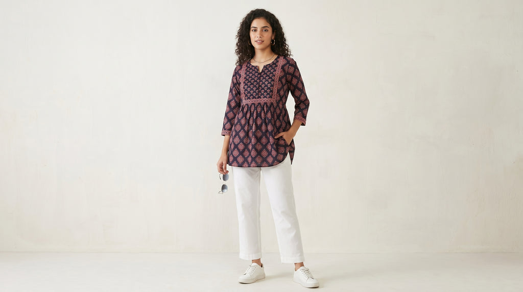 Midnight Paisley Short Kurti