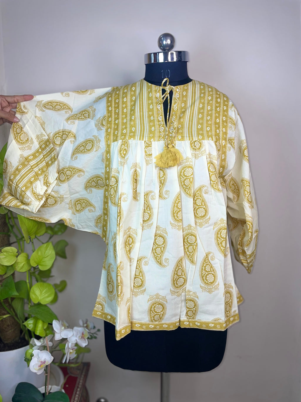 Lemon Paisley Top, Short Kurti
