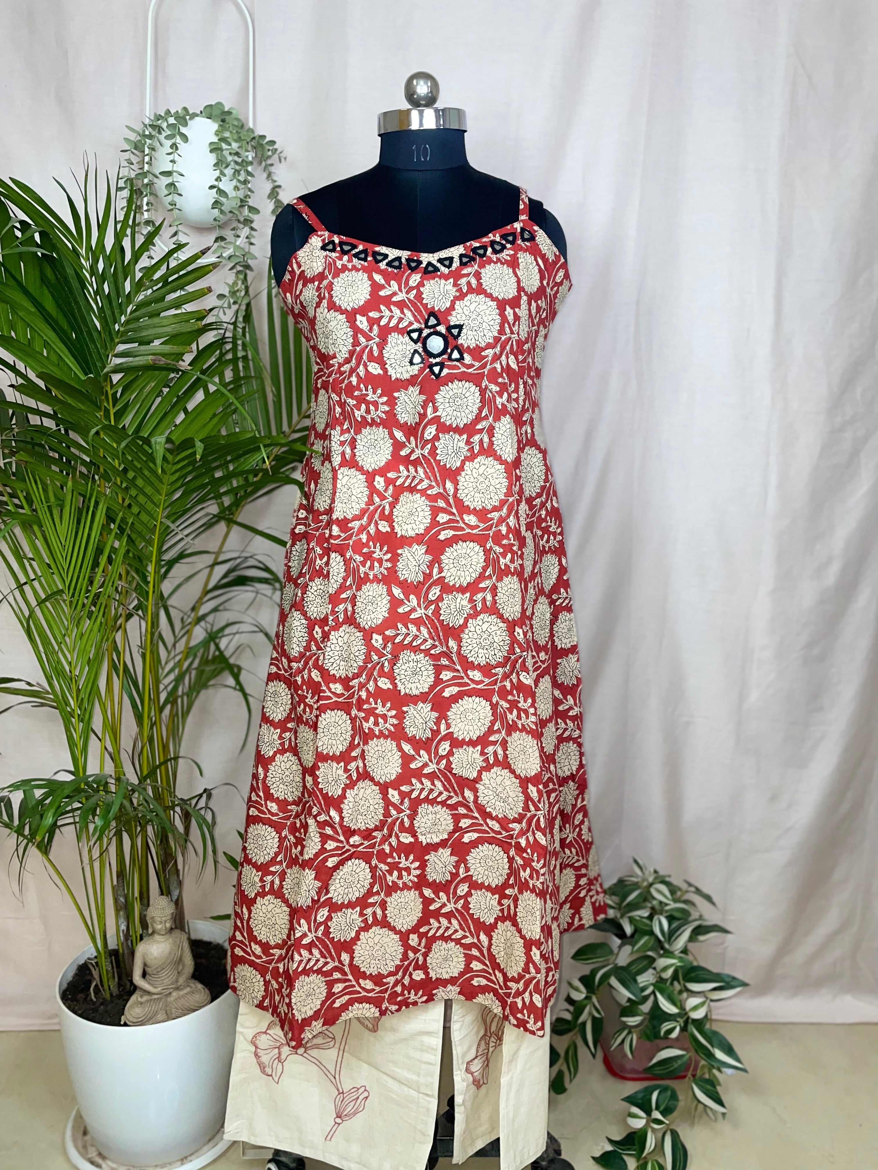 Kavya Rust Floral 2-Piece Spaghetti Set