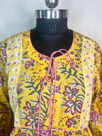 Yellow Bloom Top, Short Kurti