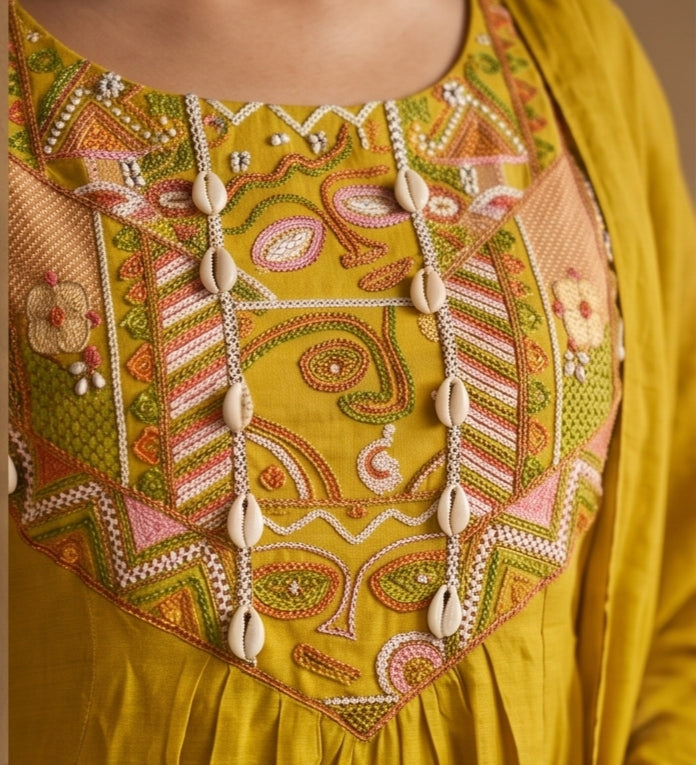 Hiral Mustard 3-Piece Spaghetti Dress Set