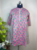 Pink Teal Paisley Short Kurti