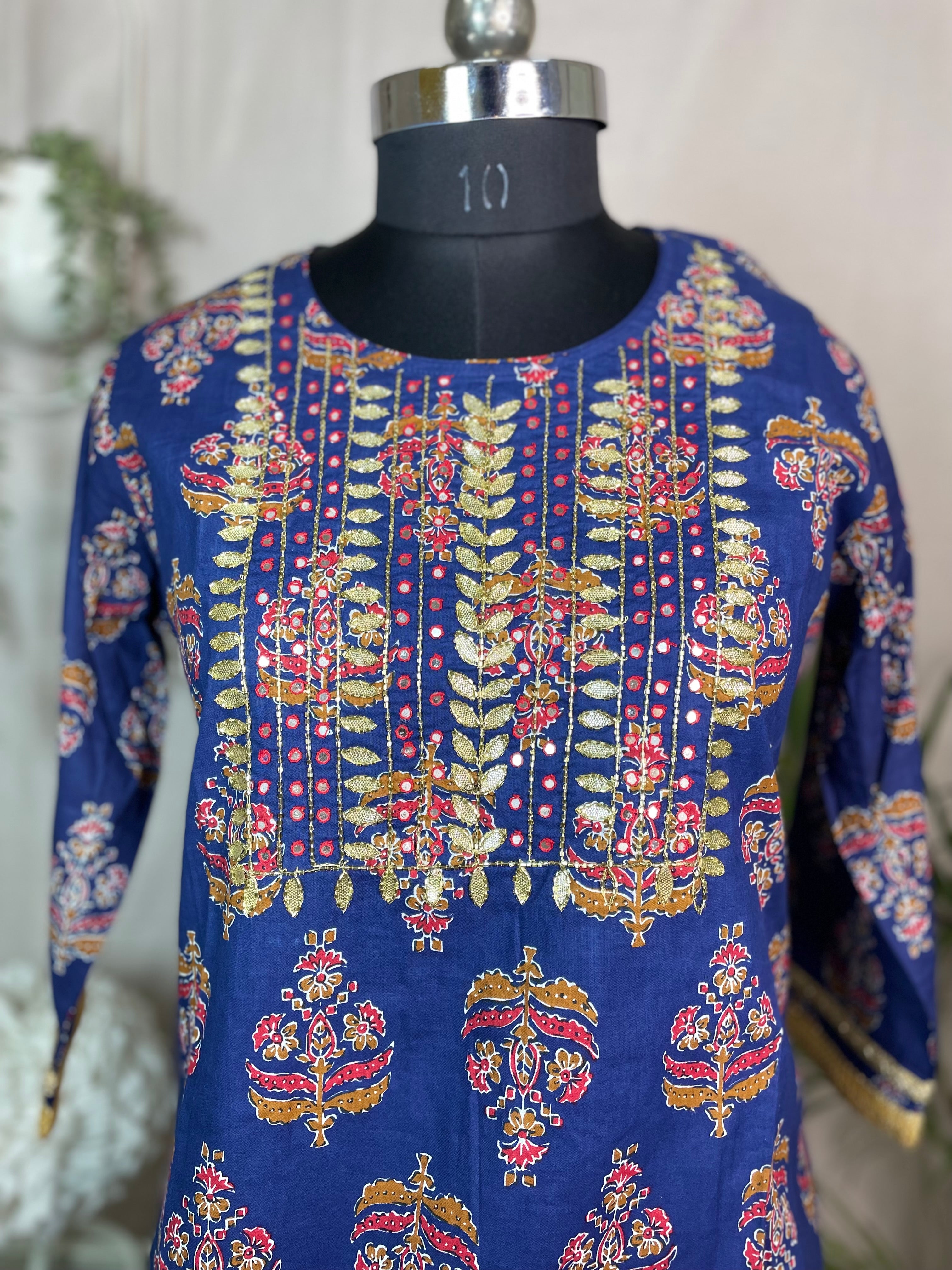 Riva Royal Blue Sharara 3 Pcs Suit Set