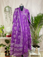 Saachi Purple Bandhani Cotton 3 Pcs Suit Set