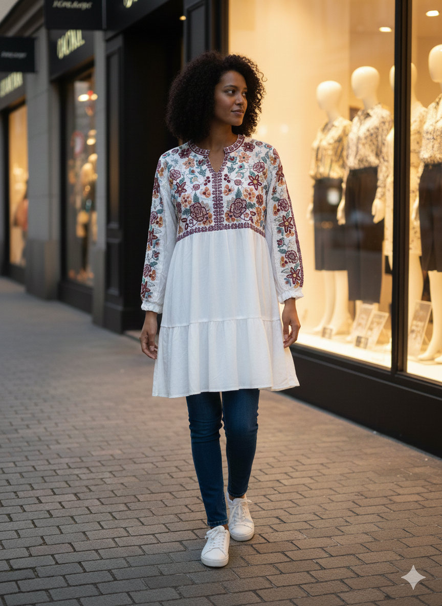 The Ivory Bloom Short Kurti
