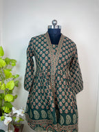 Emerald Paisley Hand Block Cotton Short Kurti
