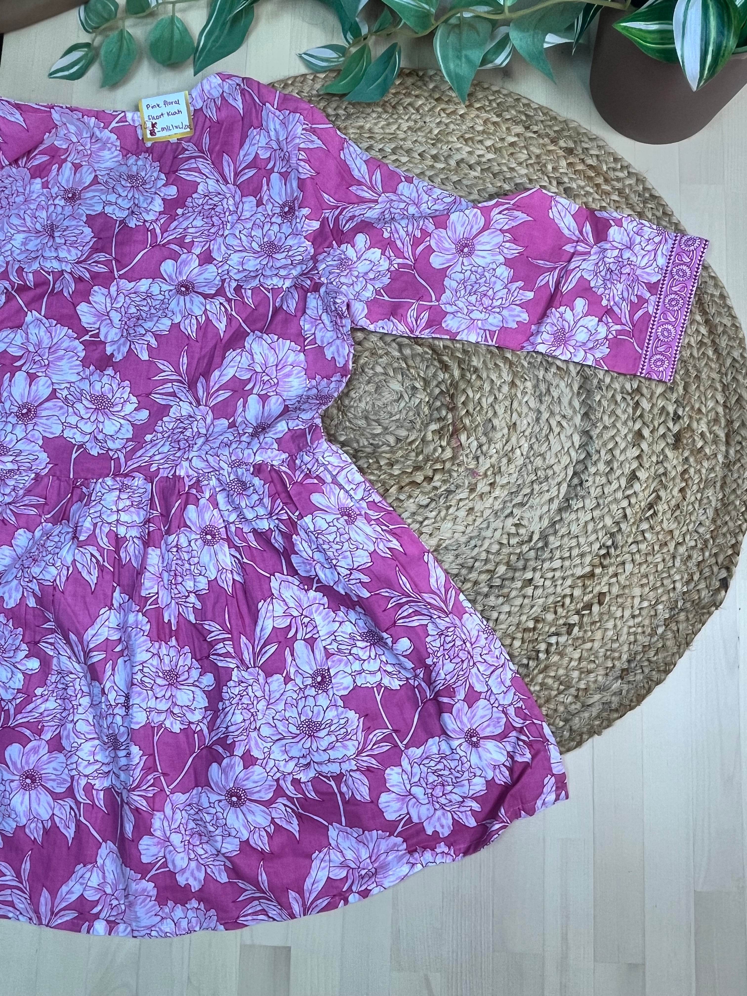 Pink Bloom Short Kurti